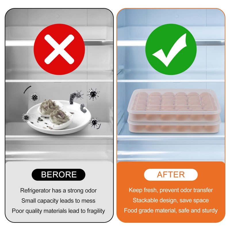 2 Pack 60 Slots Deviled Egg Containers with Lid, Clear
