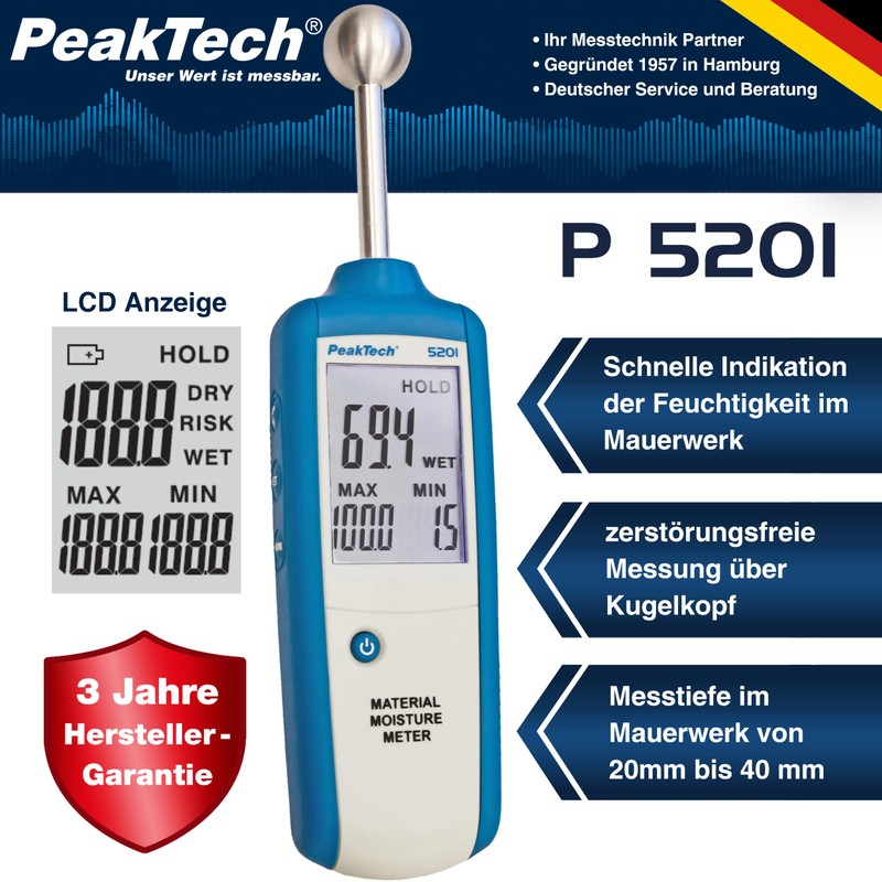 PeakTech Professional Moisture Meter – 1 x P 5201