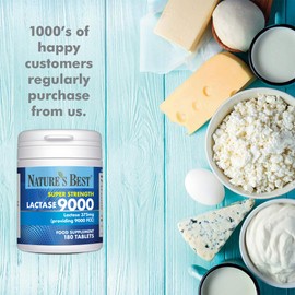 Super Strength Lactase Tablets 9000 FCC Enzyme Units | Max Strength Digestive Enzyme | 60/180 Tablets | Helps Digest Lactose in Milk & Dairy | Support for Lactose Intolerance | UK Made (180 Tablets)