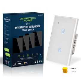 Apagador Inteligente WiFi Touch 2 Botones: Control de Voz con Alexa y Google Home - ¡Flexibilidad en la instalación eléctrica Sin cable neutro o Cable neutro, fácil instalación! (Blanco)