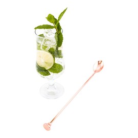 12" Stainless Steel Muddler Barspoon: Perfect for Professional Bars or At Home Use - Copper Plated Mixing Spoon With Muddler Top - 1-CT - Restaurantware