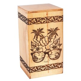 HIND HANDICRAFTS Handcrafted Floral Engraved Wooden Urns for Human Ashes Adult Large - Cremation Urn for Ashes - Burial Urn for Columbarium - Funeral Urn Box (Beach Swag, 250 LB - Beechwood)