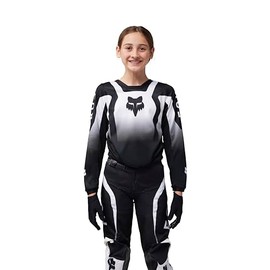 Fox Racing Youth 180 Motocross Dirt Bike Jersey, Black/White Lean, Large