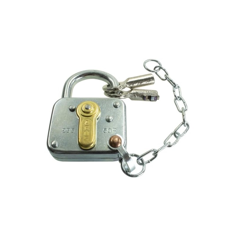 Abus Padlock 235Z/50 with Side Shackle and Chain, Keyed Alike
