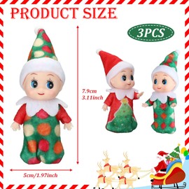 POPOYU 3 Pcs Tiny Baby Elf Doll Elf Twins Tiny Christmas Dolls Christmas Novelty Toys Elf Accessories for Little Girls and Boys Gift Cute Xmas Baby Elf Dolls for Kids Christmas New Year Decorations