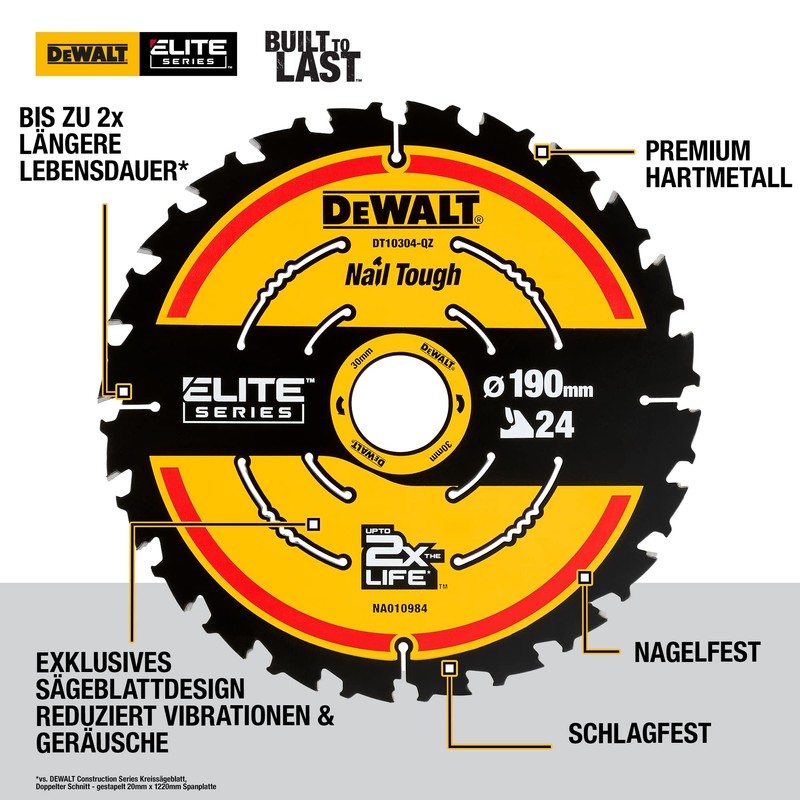 DeWalt DT10304-QZ 190 x 30mm 24-Tooth Corded Extreme Framing Circular