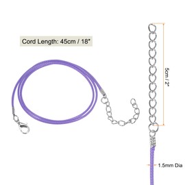 HARFINGTON 20Pcs Waxed Necklace Cord Bulk Light Purple 1.5mm Dia 18" Necklace String Rope with Chain Clasp for Pendants Bracelets Jewelry Making Supplies Accessories