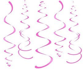 Hot Pink Party Hanging Swirl Decorations Plastic Streamer for Ceiling, Pack of 28