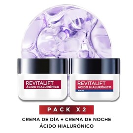 L'Oréal Paris Rutina facial hidratante Revitalift Ácido Hialurónico (2 piezas): Crema de día FPS20 50ml + Crema de noche 50ml. Hidrata y rellena línea