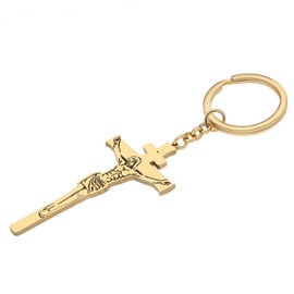 HUAGEO Stainless Steel Religious Jesus Keychain Cute Gifts For Women Wallet Backpack Car Keys Charms Jewellery Accessories (Gold)