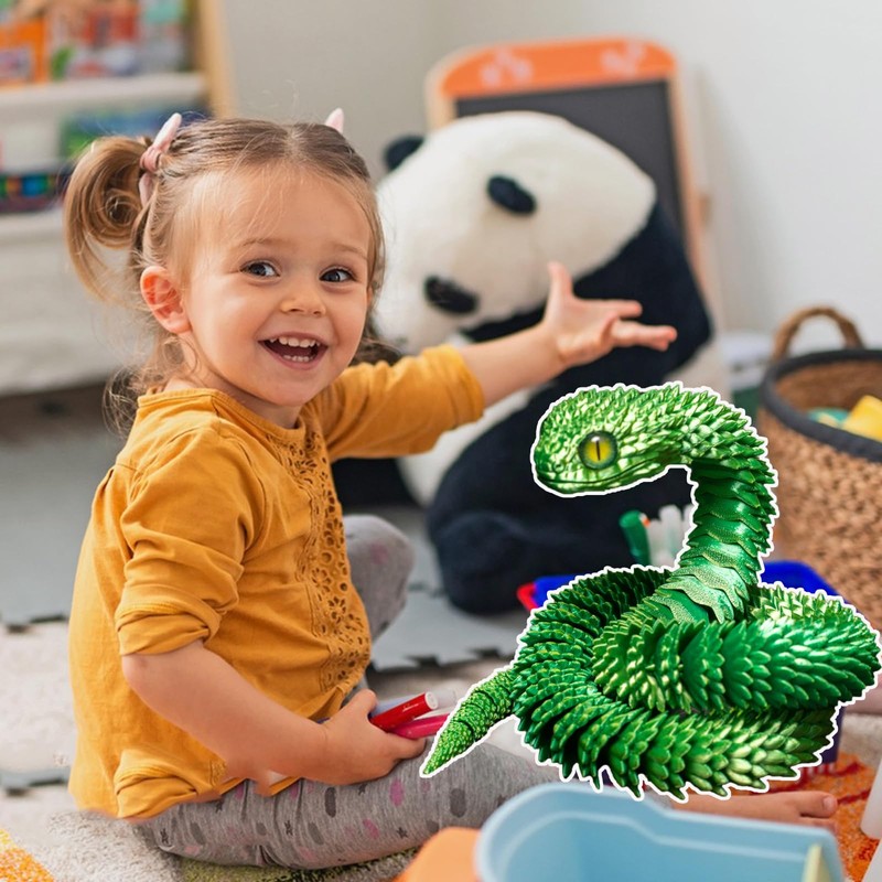 3D Printed Toys Snake 2Pcs, 3D Printed Fidget Toy, Collectable