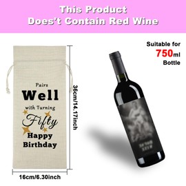 50th Birthday Gifts for Men Women Wine Bag Gift 50 Year Old Gifts for Him Her 50th Birthday Party Decoration 50th Birthday Gifts for Mum Dad Husband Wife Sister Brother Aunt Uncle