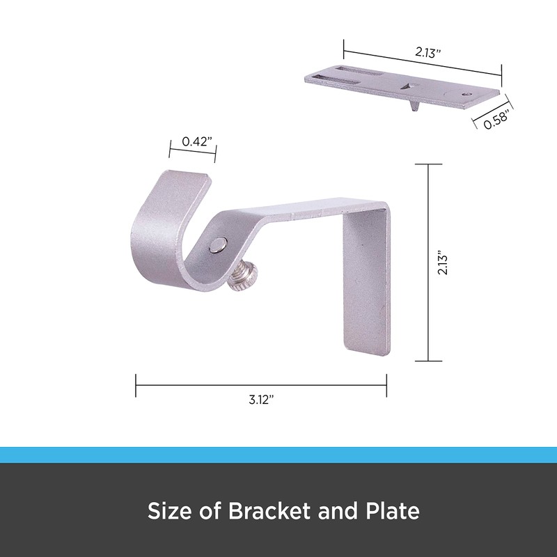 Kenney Fast Fit 5/8" No Measure Curtain Rod Brackets, Brushed