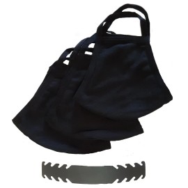 TAPRO USA Fashion 3 pack - Medium Black Face Mask - Adult - Unisex Cotton Washable w/ strap