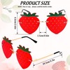 JarThenaAMCS Strawberry Shape Sunglasses Red Strawberry Rimless Sunglasses Fruit Theme
