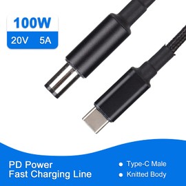 Annadue USB C Typ-C auf DC 7,4 X 5,0 Mm Laptop-Schnellladekabel, 100 W (20 V/5 A) PD-Netzladegerät, Geflochtenes Verlängerungskabel, für Dell Inspiron N3010, 15 3521 3537 3531 Usw.(2 Meter)