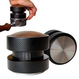 53.3mm Espresso Tamper, Fits 53.3-54mm Portafilter Baskets, Compatible with Breville Portafilters, Spring Loaded Palm Tamper, Auto-leveling Spring-loaded Tamper, Stainless Steel Ripple Base