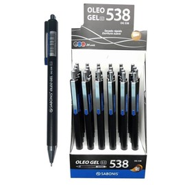 Bolígrafo De Gel Sabonis Gl538 Óleo Grip Goma 0.5mm Caja Exhibidora con 24 Piezas (Negro)