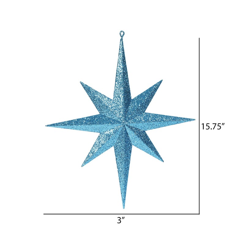 Vickerman M167512 Plastic Iridescent Glitter Bethlehem Star, 15.75", Teal