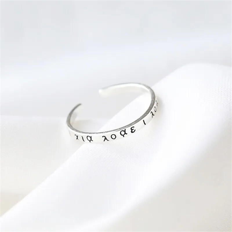 SUGARKITTEN LONDON Sterling Silver Greek Letter Love Forever Open Band