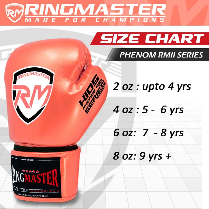 RingMaster Sports Kids Boxing Gloves Carbon Leather Training Sparring Punch
