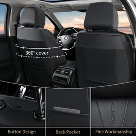 FLORICH Automotive Seat Covers, Waterproof Seat Covers, Black Car Seat Cover, Leather Car Seat Covers 2 Pack Car Seat Cushion Protector Universal Fit for Most Cars SUV Trucks