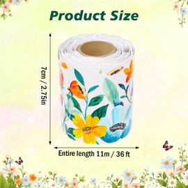 Wonmon 36Feet Spring Bulletin Board Border Roll, Watercolor Spring Flower Bulletin Border Floral Borders Trim for Springtime Easter Classroom Home Office Window Bulletin Board Party Decor
