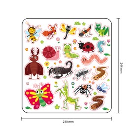 TAKTIK Rubber Stickers for Children – I'm learning to know insects, play background for sticking and 19 stickers, reusable and waterproof sticker set for kids