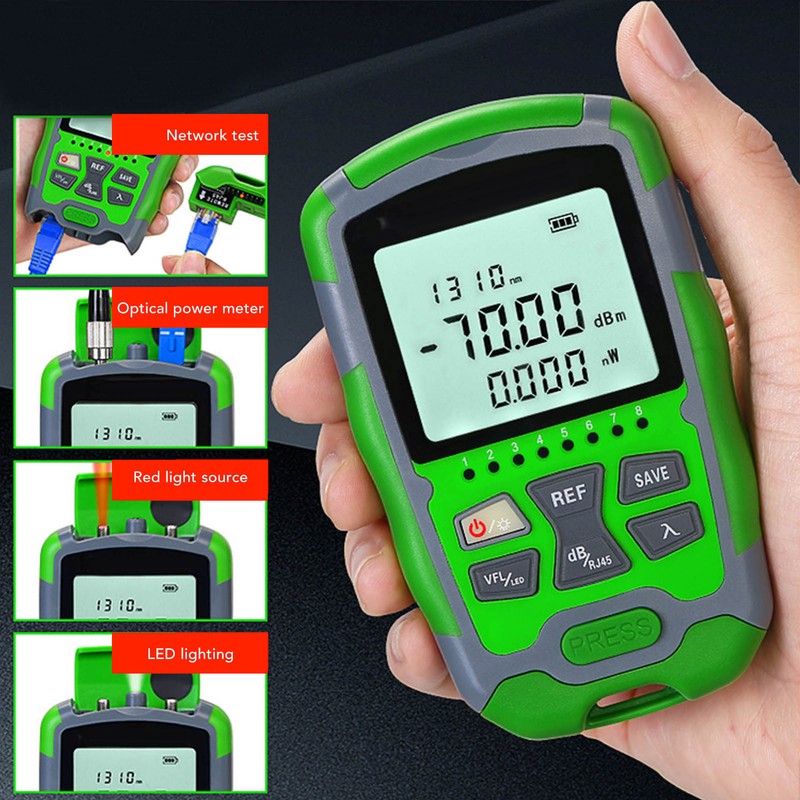 Optical Fiber Power Meter Optic Cable Tester ‑70~+10dbm Digital Display