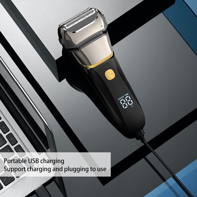 Men Cordless Electric Face Shaver Digital Display USB Rechargeable Washable