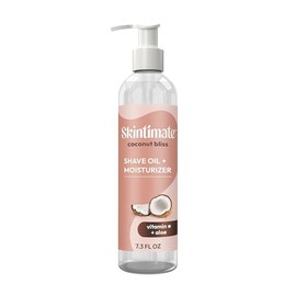 Skintimate 2-en-1 Aceite para Afeitar y Hidratante, Coco Bliss, 7.3 oz | Aceite para Afeitar, Crema Después del Afeitado para Área Bikini para Mujeres
