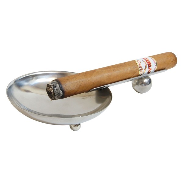 Cuban Crafters Redondo Stainless Steel Metal Ashtrays Cigars - for 1 Cigar -