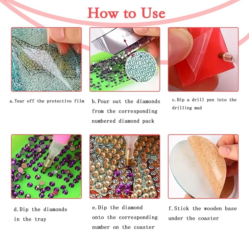 Skyboda 8 PCS Diamond Painting Coasters Kits, DIY Diamond Art