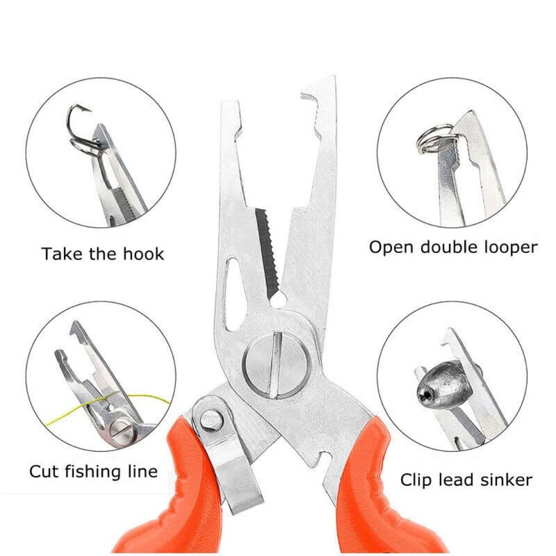 XSAJU Fishing Pliers Stainless Steel Multi-functional Split Ring Removal Needle