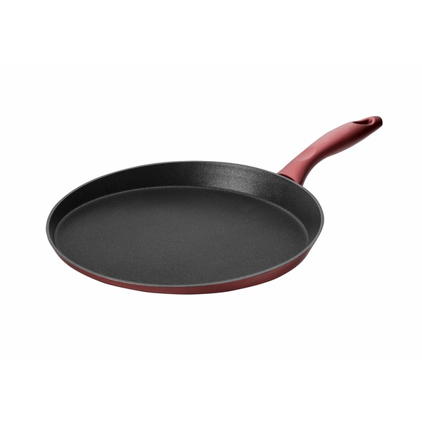 Saflon Titanium 11-Inch Crepe Pan, Forged Aluminum with 3-Layer Non-Stick PFOA Free Scratch-Resistant Coating from England, Dishwasher Safe (Red)
