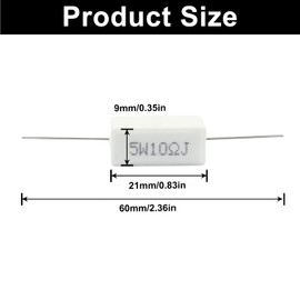 Waziaqoc 10PCS 5W 10 Ohm Ceramic Resistor Set, PCB Mount, White, 10x10x1.5cm, Electronics