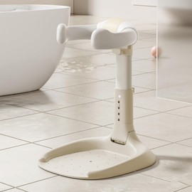 Ecoflarix Adjustable Baby Shower Stand Bath Shower Standing Support Portable Bath Rack for Infants Toddlers 6-36 Months (Khaki)