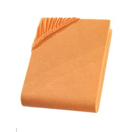 Fitted Sheet 70 x 140 cm Baby Cot - 100% Cotton Jersey, Cot Fitted Sheet for Mattresses up to 15 cm Height, Orange