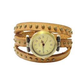 MINILUJIA Women Watches Soft Leather Wrap Arond Watch Traval Word Map Watch Men Watch Brown/Black (15.95" Length), simple brown, vintage