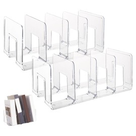 ASelected 2 Pack Acrylic Magazine Holder,4 Slots Clear Multifunctional Desktop File Sorter Organizer,Thick Rack Bookshelf Book Holder for Bottle,Kitchen Organizer,Handbag Divider,Purse Stand Rack