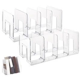ASelected 2 Pack Acrylic Magazine Holder,4 Slots Clear Multifunctional Desktop File Sorter Organizer,Thick Rack Bookshelf Book Holder for Bottle,Kitchen Organizer,Handbag Divider,Purse Stand Rack