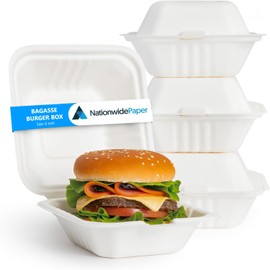Nationwide Paper Takeaway Bagasse Sugarcane Burger Box (50)