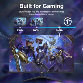 DJiEX 27inch Gaming Computer Monitor IPS 240Hz FHD(1920×1080P), 99% sRGB,1ms Response Time, 400cd/m²,AMD Freesync, Crosshair & Eye-Care Tech,Low Blue Light,HDMI 2.0,DP 1.4,Supports Wall-Mounted