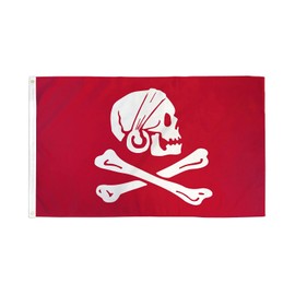 AZ FLAG - Flag Pirate Henry Avery Red - 150 x 90 cm - Pirate Skull Flag 100% Polyester with Brass Eyelets - 110 g