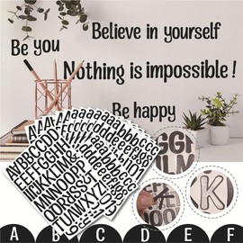 1190Pcs 10 Sheets Black Large Letters Number Stickers - 2 Inch Vinyl Self Adhesive Waterproof Alphabet Stickers for Graduation Cap,Mailbox,Craft Supplies,Sign,Water Bottles