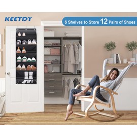 KEETDY Over the Door Shoe Organizer Fit Big Shoes Large Shoe Rack for Door Hanging Shoe Organizer for Closet Door Storage Boots, Black