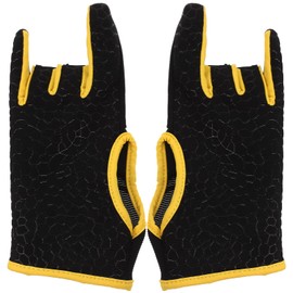 HEALLILY 1 Pair Professional Anti Skid Bowling Gloves Comfortable Bowling Accessories Semi Finger Sports Gloves Mittens for Bowling Size S/M (Yellow)