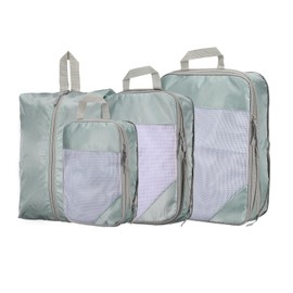 HARFINGTON 4pcs Compression Packing Cube for Suitcases Lightweight Luggage Organizers Bag Expandable Storage Travel Essentials Compression Bags for Suitcases, Grey