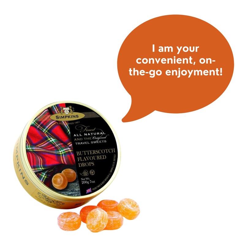 Simpkins Butterscotch Flavored Travel Sweets 200g ( 3 Pack)