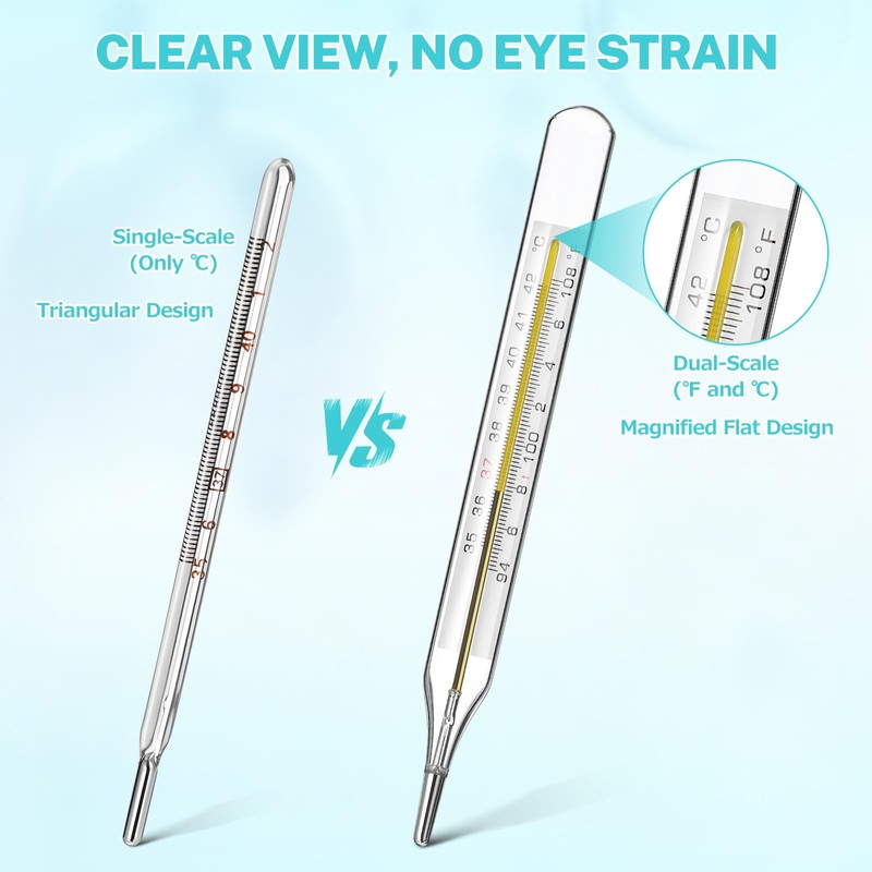 MAGICLULU 1Pc Glass Oral Temperature Adult Free Clinic Armpit Fast